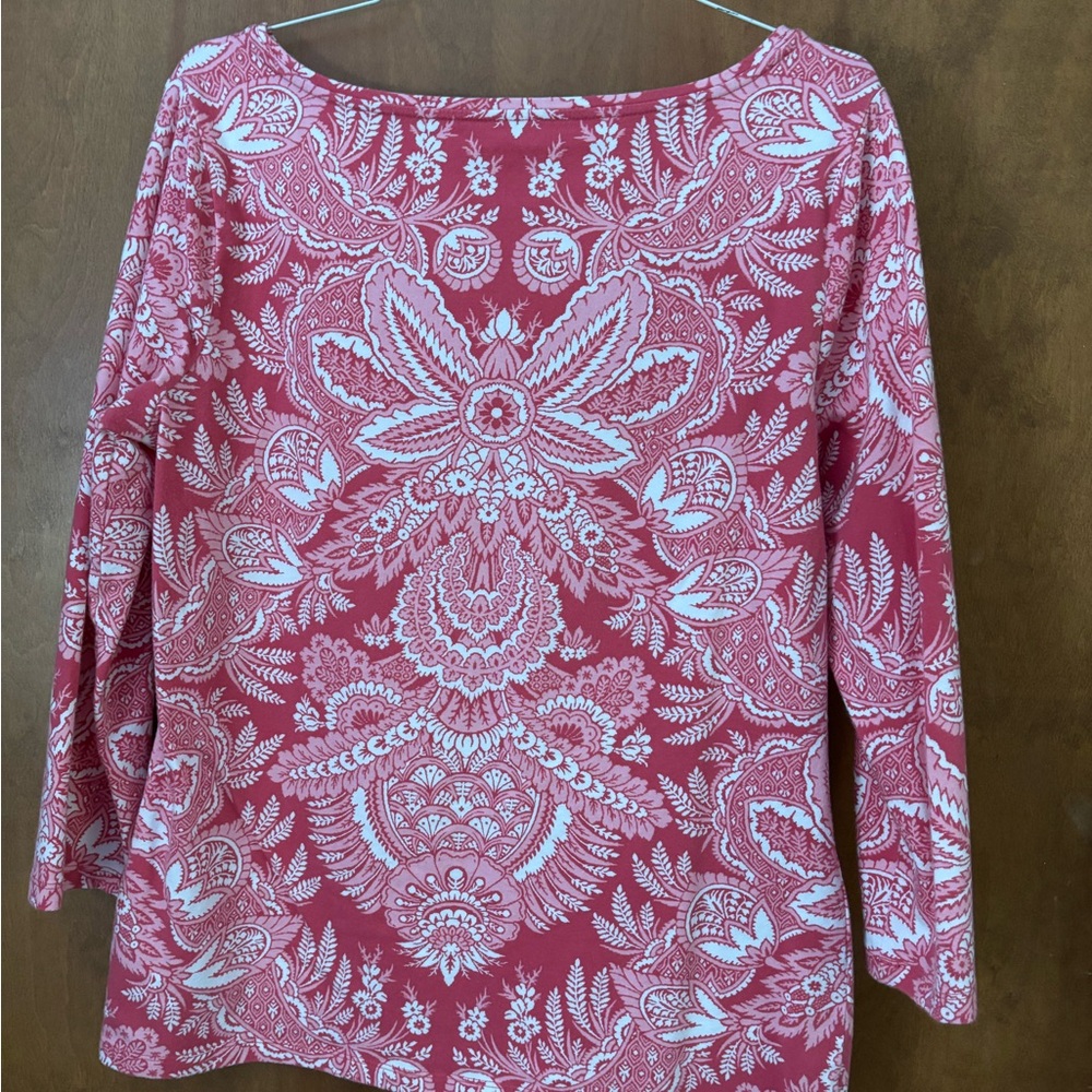 Talbots Deep pink and White Paisley Blouse